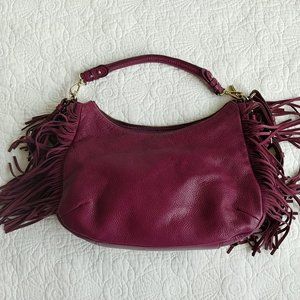 Plum Danier Leather Hobo Bag w Fringe